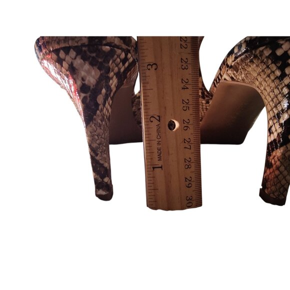 Kelly & Katie Open-Peep-Toe Brown Snakeskin Strappy 3.25" Heels 9.5M - Picture 8 of 8